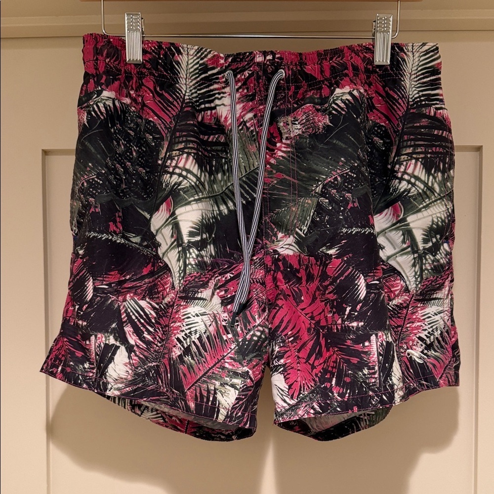Ted Baker Men’s Tropical Floral Swim Trunks Pink Black Size 3 Medium - Picture 6 of 7